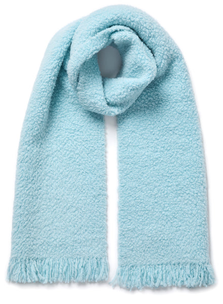 THE TEDDY - Light blue textured wool cashmere scarf - Tied