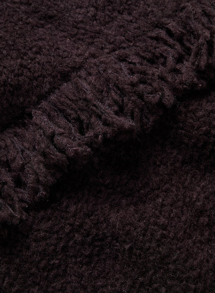 THE TEDDY - Burgundy textured wool cashmere scarf - Detail