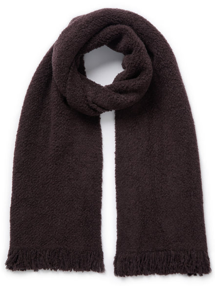 THE TEDDY - Burgundy textured wool cashmere scarf - Tied