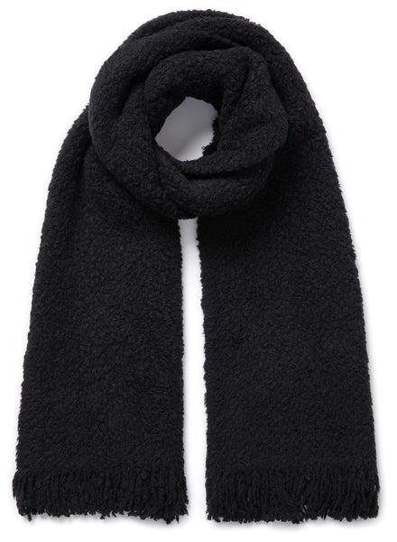 THE TEDDY - Black textured wool cashmere scarf - Tied