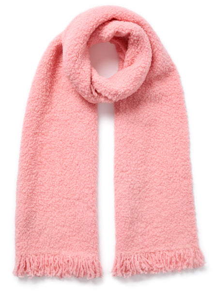 THE TEDDY - Pink textured wool cashmere scarf - Tied