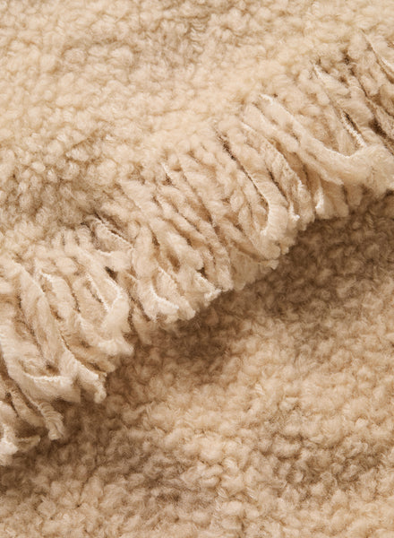 THE TEDDY SCARF - Warm beige textured wool cashmere scarf - Detail