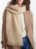 THE TEDDY SCARF - Warm beige textured wool cashmere scarf - Model