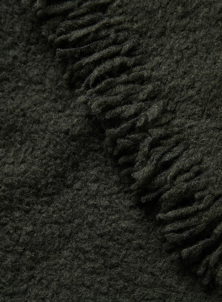 THE TEDDY SCARF - Dark green textured wool cashmere scarf - Detail