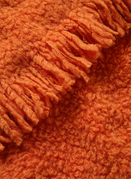 THE TEDDY - Orange textured wool cashmere scarf - Detail