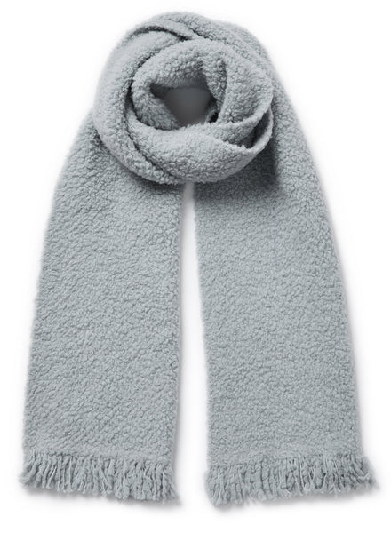 THE TEDDY - Grey textured wool cashmere scarf - Tied