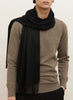 THE ARNO SCARF - Black pure cashmere fringed scarf - male model 1