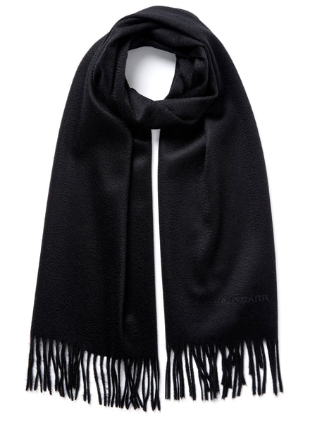 THE ARNO SCARF - Black pure cashmere fringed scarf - Tied