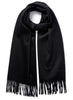 THE ARNO SCARF - Black pure cashmere fringed scarf - Tied