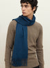 THE ARNO SCARF - Azure blue pure cashmere fringed scarf - male model 1