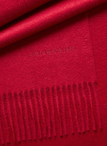 THE ARNO SCARF - Carmine red pure cashmere fringed scarf - Detail 1