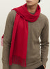 THE ARNO SCARF - Carmine red pure cashmere fringed scarf - male model 1