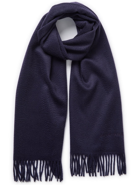 THE ARNO SCARF - Night purple pure cashmere fringed scarf - Tied