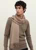 THE ARNO SCARF - Soft latte cashmere fringed scarf - Male Model 1