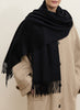 THE PALIO SCARF - Black large cashmere fringed scarf - Model 1