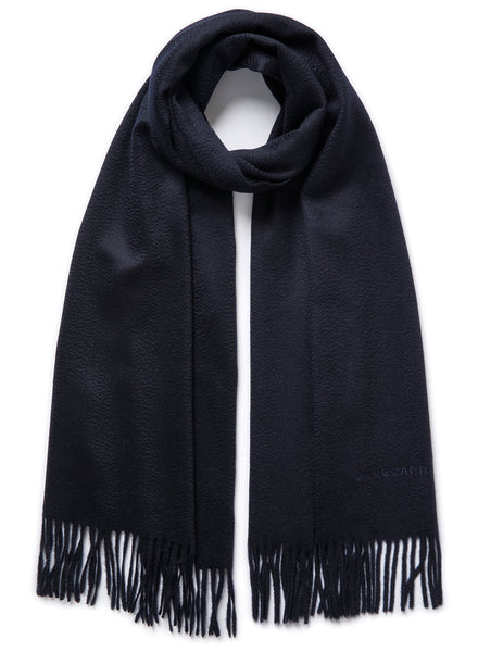 THE PALIO SCARF - Navy large cashmere fringed scarf - Tied