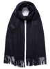 THE PALIO SCARF - Navy large cashmere fringed scarf - Tied