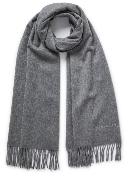 THE PALIO SCARF - Smoke grey large cashmere fringed scarf - Tied