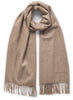 THE PALIO SCARF - Soft latte large cashmere fringed scarf - Tied