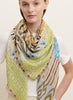 THE POSITANO SQUARE - Neutral multicolour printed modal and cashmere scarf - model