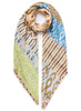 THE POSITANO SQUARE - Neutral multicolour printed modal and cashmere scarf - tied