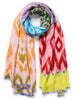 THE POSITANO WRAP - Bright multicolour printed modal and cashmere scarf - tied