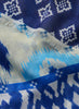 THE POSITANO WRAP - Blue and white printed modal and cashmere scarf - detail