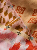 THE POSITANO WRAP - Pink, red and tan printed modal and cashmere scarf - detail