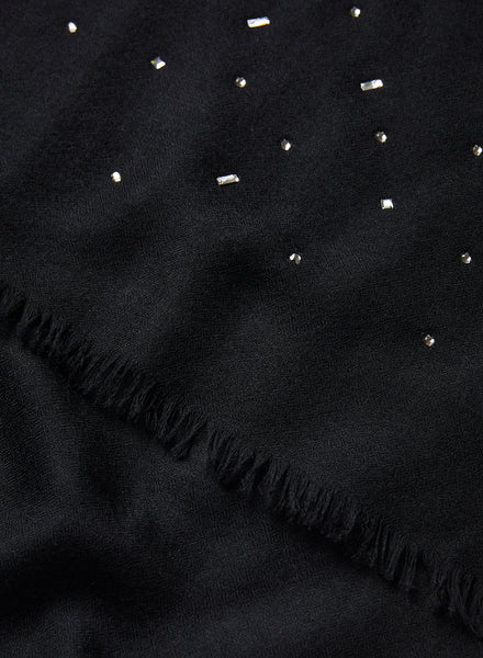JANECARR 250118C-4324 – The Meteor Wrap – Cashmere – Swarovski Crystals – Col. Onyx - detail