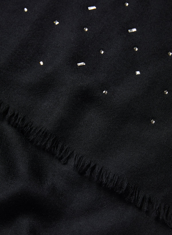 JANECARR 250118C-4324 – The Meteor Wrap – Cashmere – Swarovski Crystals – Col. Onyx - detail