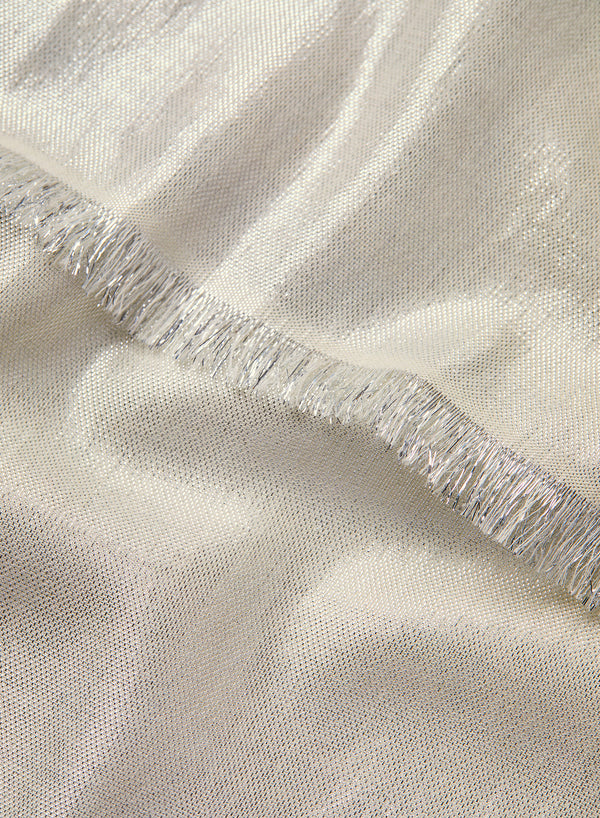 THE MERCURY SCARF - White and silver cashmere Lurex scarf - detail