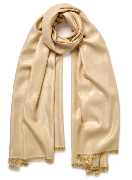 THE MERCURY SCARF - Metallic gold cashmere Lurex scarf - tied