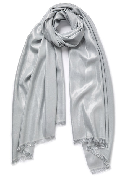 THE MERCURY SCARF - Metallic silver cashmere Lurex scarf - tied