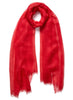 THE CLOUD - Bright red sheer modal and cashmere wrap - tied