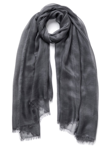 THE CLOUD - Dark grey sheer modal and cashmere wrap - tied