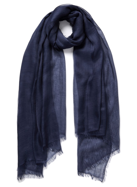 THE CLOUD - Navy sheer modal and cashmere wrap - tied