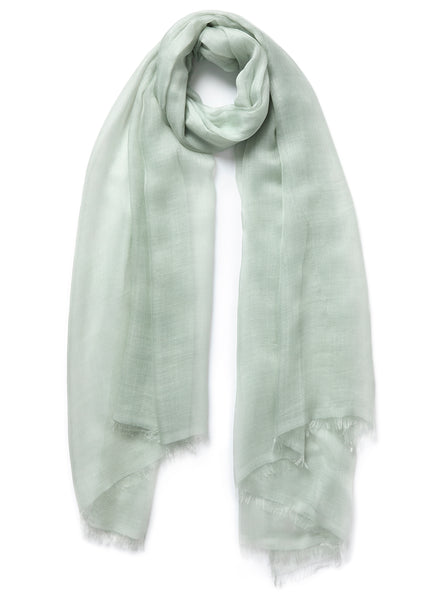 THE CLOUD - Pale green sheer modal and cashmere wrap - tied