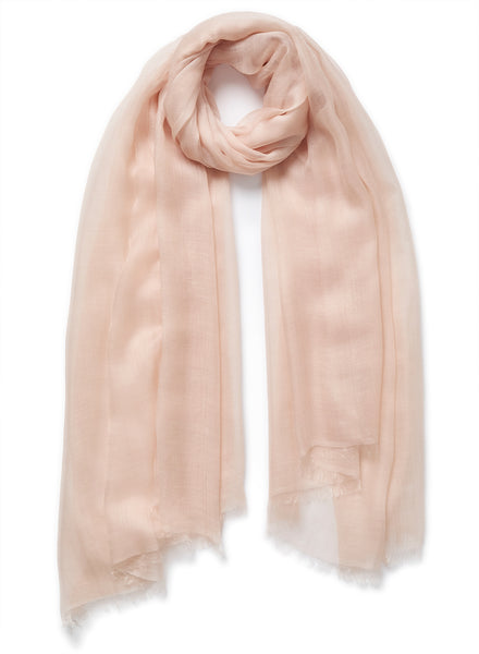 THE CLOUD - Pale pink sheer modal and cashmere wrap - tied