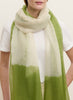 THE TWO TONE WRAP - Green and warm white tie dye modal and cashmere wrap - model