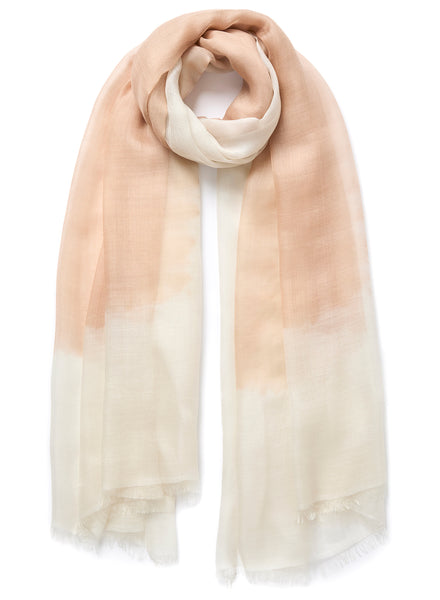 THE TWO TONE WRAP - Pink and white tie dye modal and cashmere wrap - tied