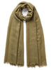 THE LÉGÈRE - Khaki green fine pure cashmere scarf - tied