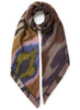 THE IKAT SQUARE - Brown multicolour printed modal and cashmere scarf - tied