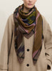 THE IKAT SQUARE - Brown multicolour printed modal and cashmere scarf - female model