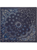 THE BANDANA SQUARE - Navy printed modal and cashmere scarf - flat
