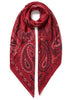 THE BANDANA SQUARE - Pomodoro red printed modal and cashmere scarf - tied