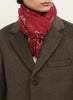 THE BANDANA SQUARE - Pomodoro red printed modal and cashmere scarf - male model