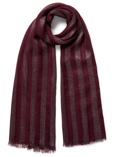 JANECARR - THE SKYLINE METALLIC CASHMERE SCARF - MARASCHINO - TIED