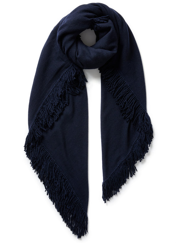 JANECARR - THE CHALET SQUARE IN CASHMERE - NAVY - TIED