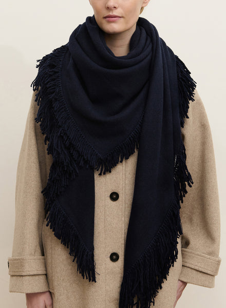 JANECARR - THE CHALET SQUARE IN CASHMERE - NAVY - MODEL