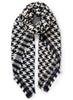 JANECARR - THE HOUNDSTOOTH SQUARE IN CHECKED CASHMERE AND WOOL - MARINER - TIED